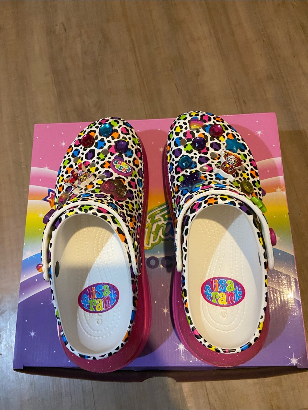 Lisa Frank x Crocs Collaboration- Size 9 - Platform Base/ Jibbitz/ Leopard Print